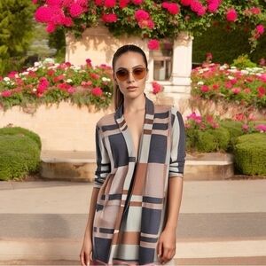 Women’s Cardigan 1775 Long Vest Plaid Open Front Cardigan Knit Sleeveless Jacket